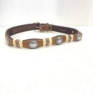 Men's Tony Lama Western Belt Nocona Leather Size 24 Inlaid Conchos Cowboy Rodeo